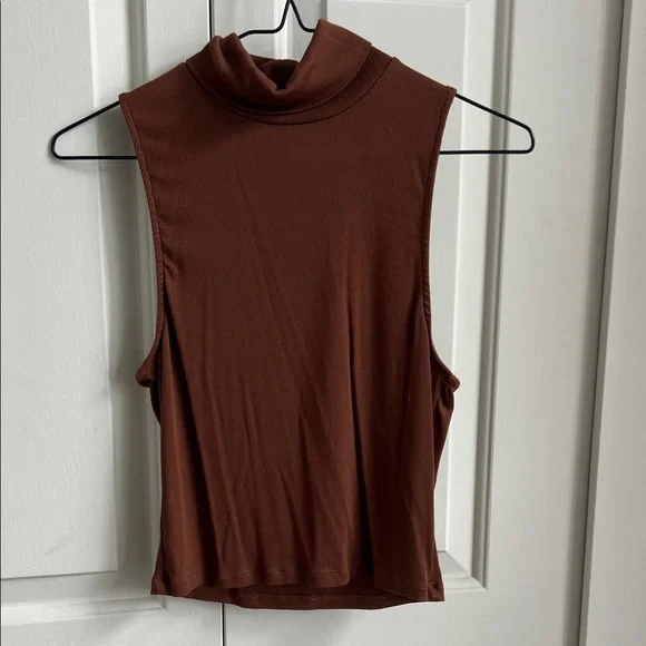 Sleeveless Mock Neck Top in Chocolate Brown - Picture 1 of 5